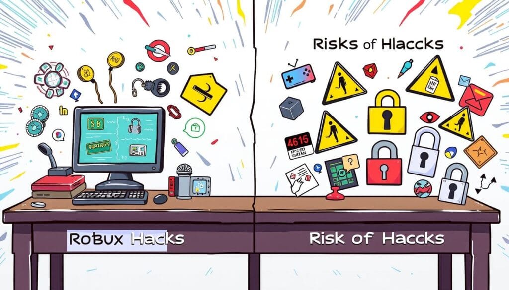 Robux hacks and risks of hacks table